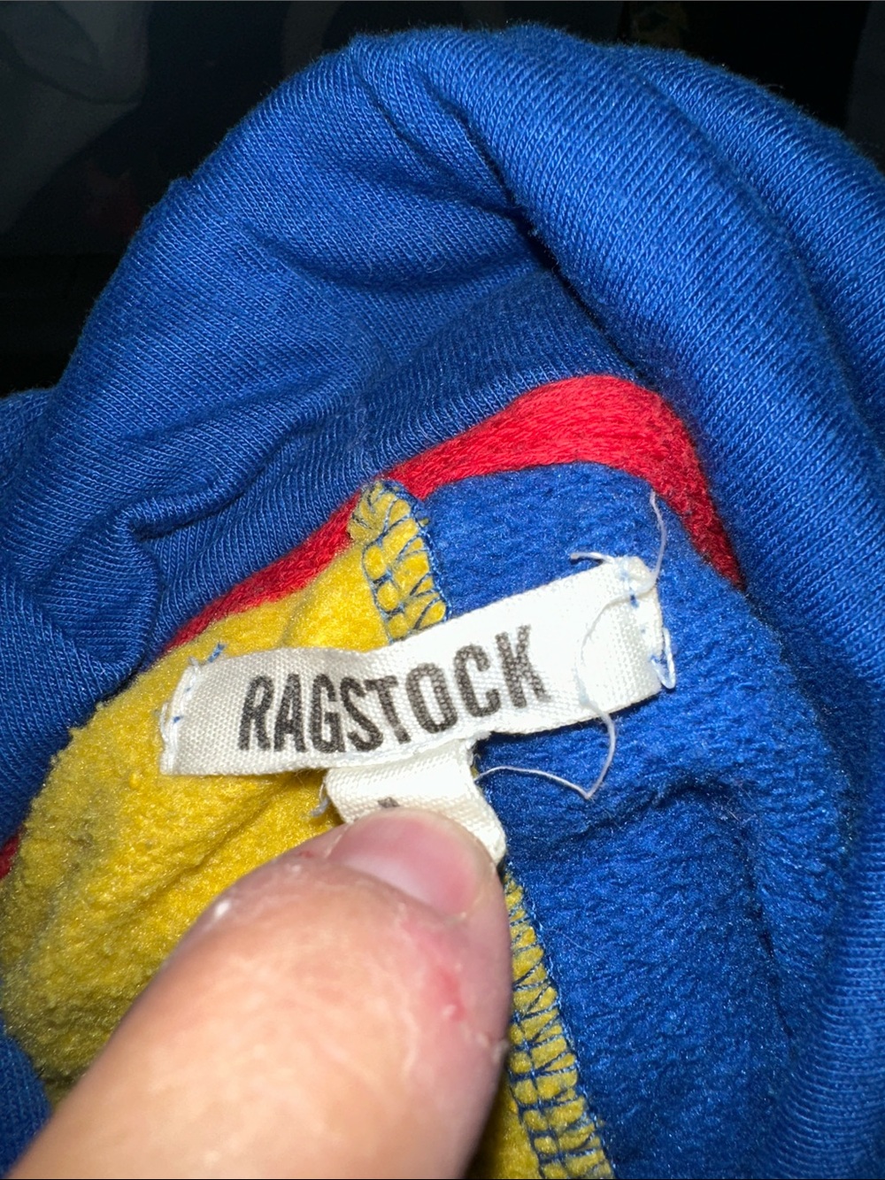 Men's Colorblock Hoodie Sweatshirt - Blue, Red, Yellow - Picture 5 of 6